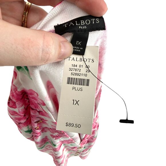 Talbots Kelly Cardigan Size 1X Summer Blossoms Floral Elbow Sleeve Cotton READ - Picture 10 of 12